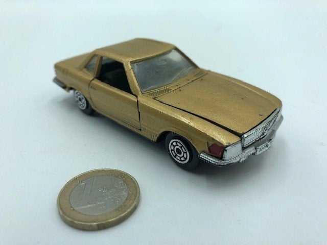 Mercedes 350 SLC Goud, Norev, Ophalen of Verzenden, Gebruikt, Auto, Norev