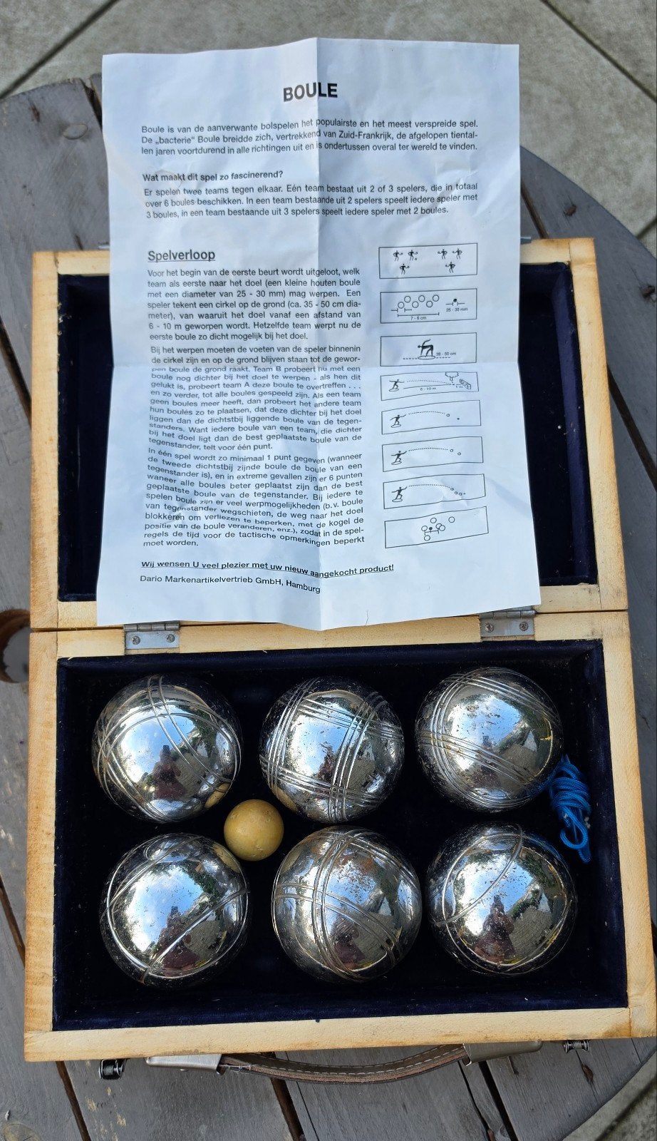Pétanque / Jeu de Boules set in houten kistje, Ophalen of Verzenden, Gebruikt