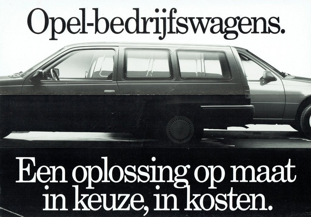 Folder Opel Bedrijfswagens (ca.1987), Verzenden, Gelezen, Opel