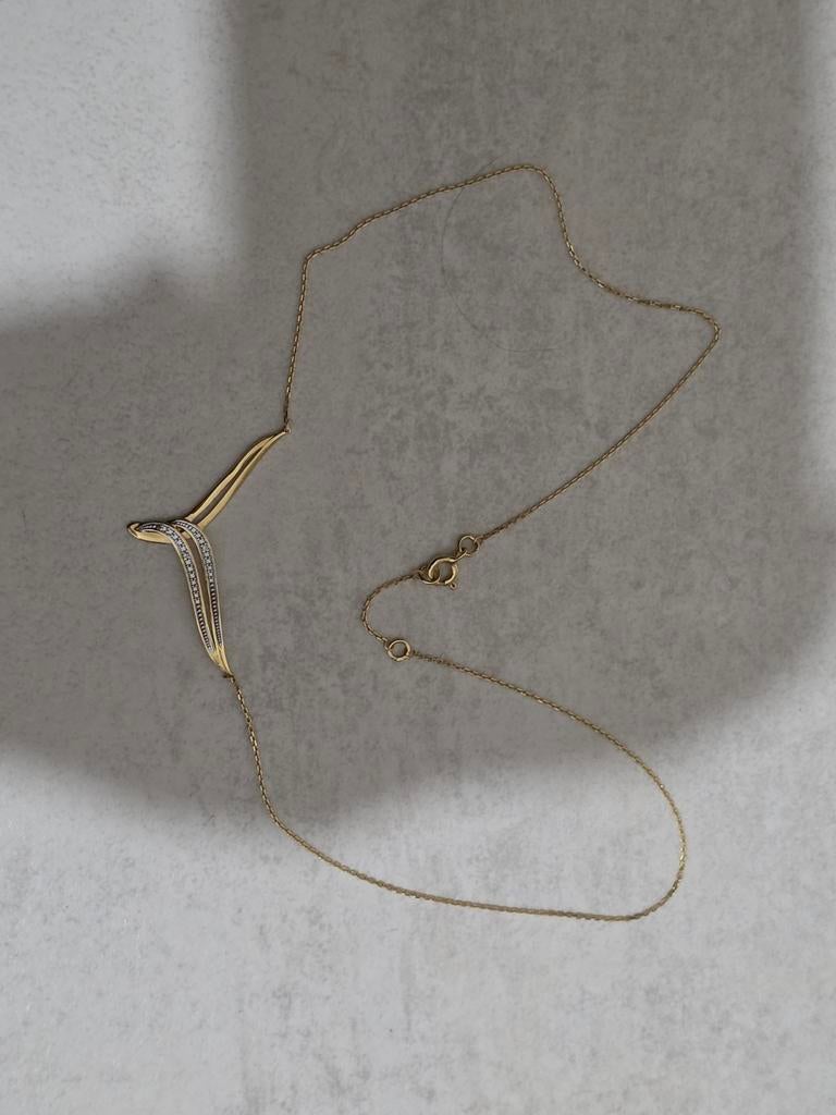 18 karaat goud ketting met diamanten 43 cm, Verzenden, Goud, Ketting