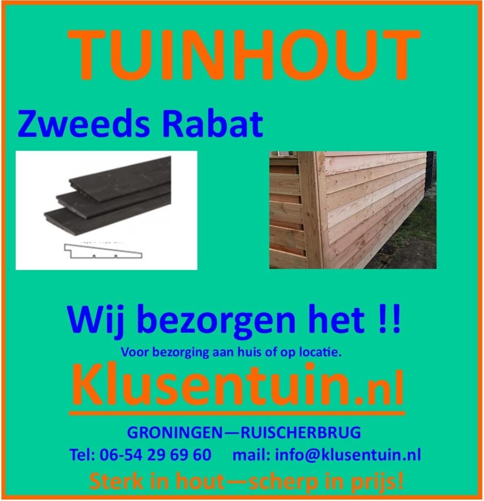 Zweeds Rabat ZWART DOUGLAS, Doe-het-zelf en Verbouw, Hout en Planken, Nieuw, Plank, Overige houtsoorten, 300 cm of meer, Minder dan 25 mm