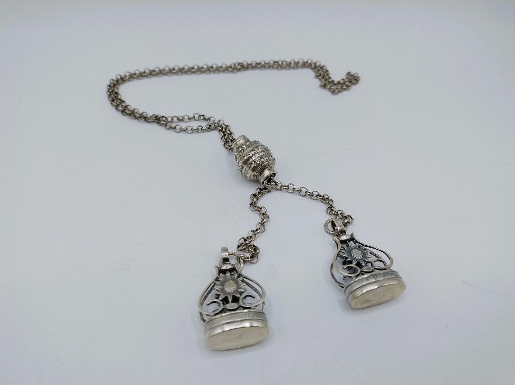 Zilveren heren chatelaine, Fa. Niekerk, Schoonhoven, 43 cm., Verzenden, Zilver