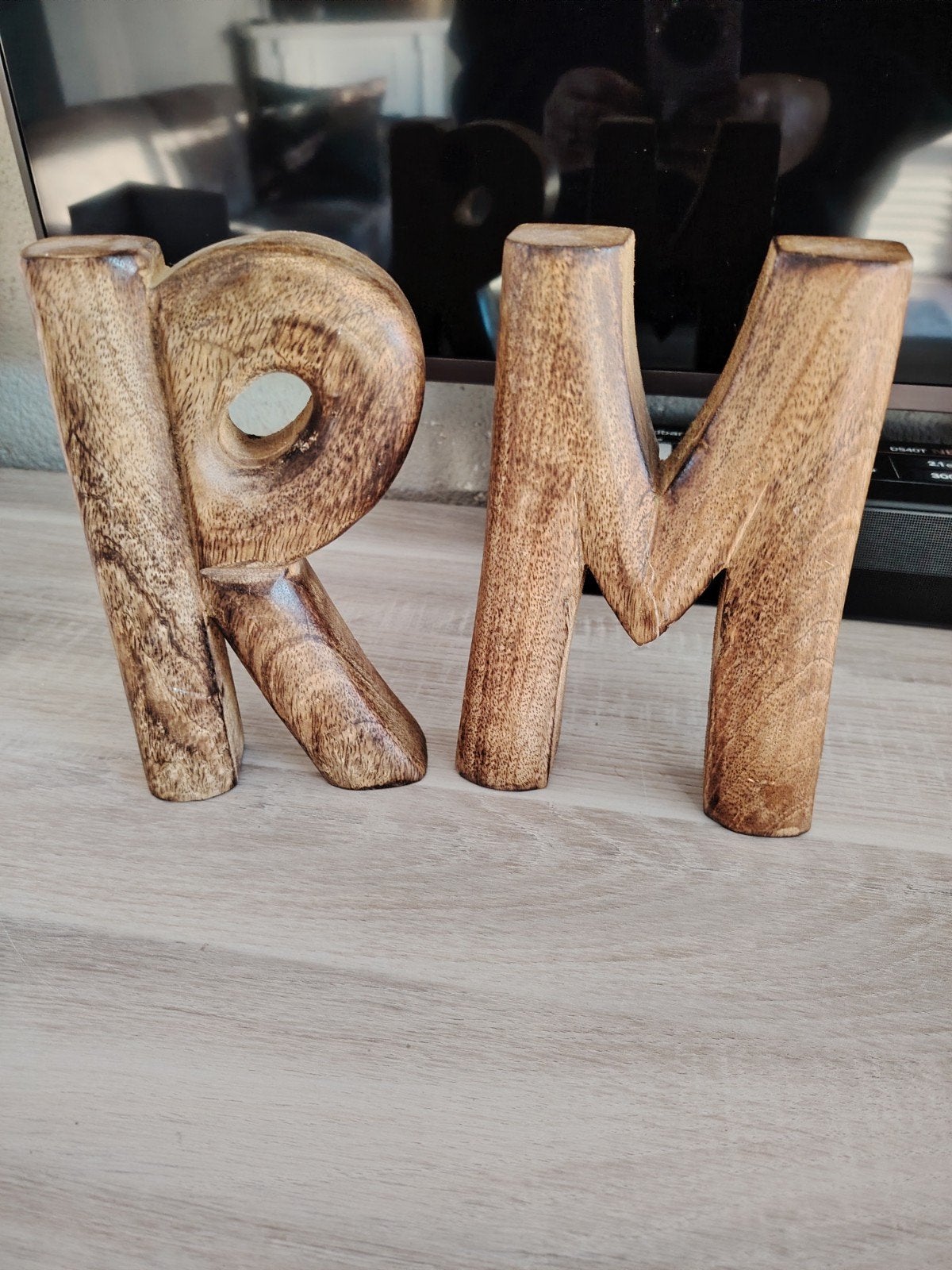 Riviera Maison letters 'RM' van hout, Hout, Ophalen of Verzenden, Bruin, Landelijk