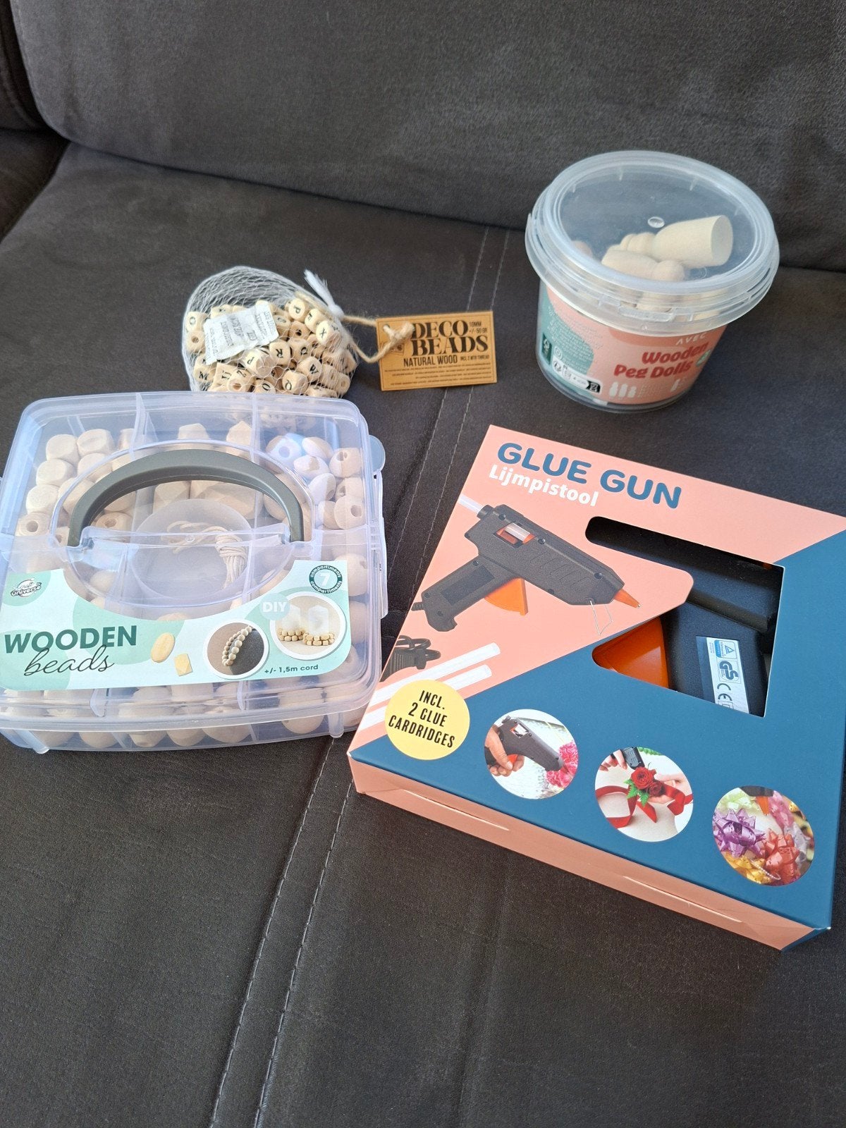 Complete Knutselset: Kralen, Peg Dolls & Lijmpistool, Overige thema's, Nieuw, Meerkleurig, Educatief