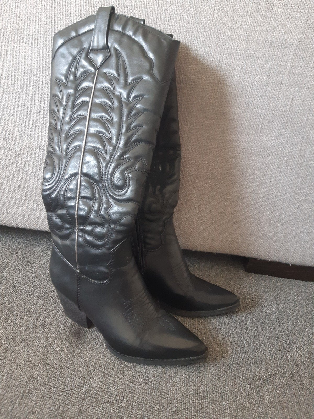 Kayla hoge Cowboylaarzen Zwart - Maat 39, Hoge laarzen, Zwart, Ophalen of Verzenden, Gedragen