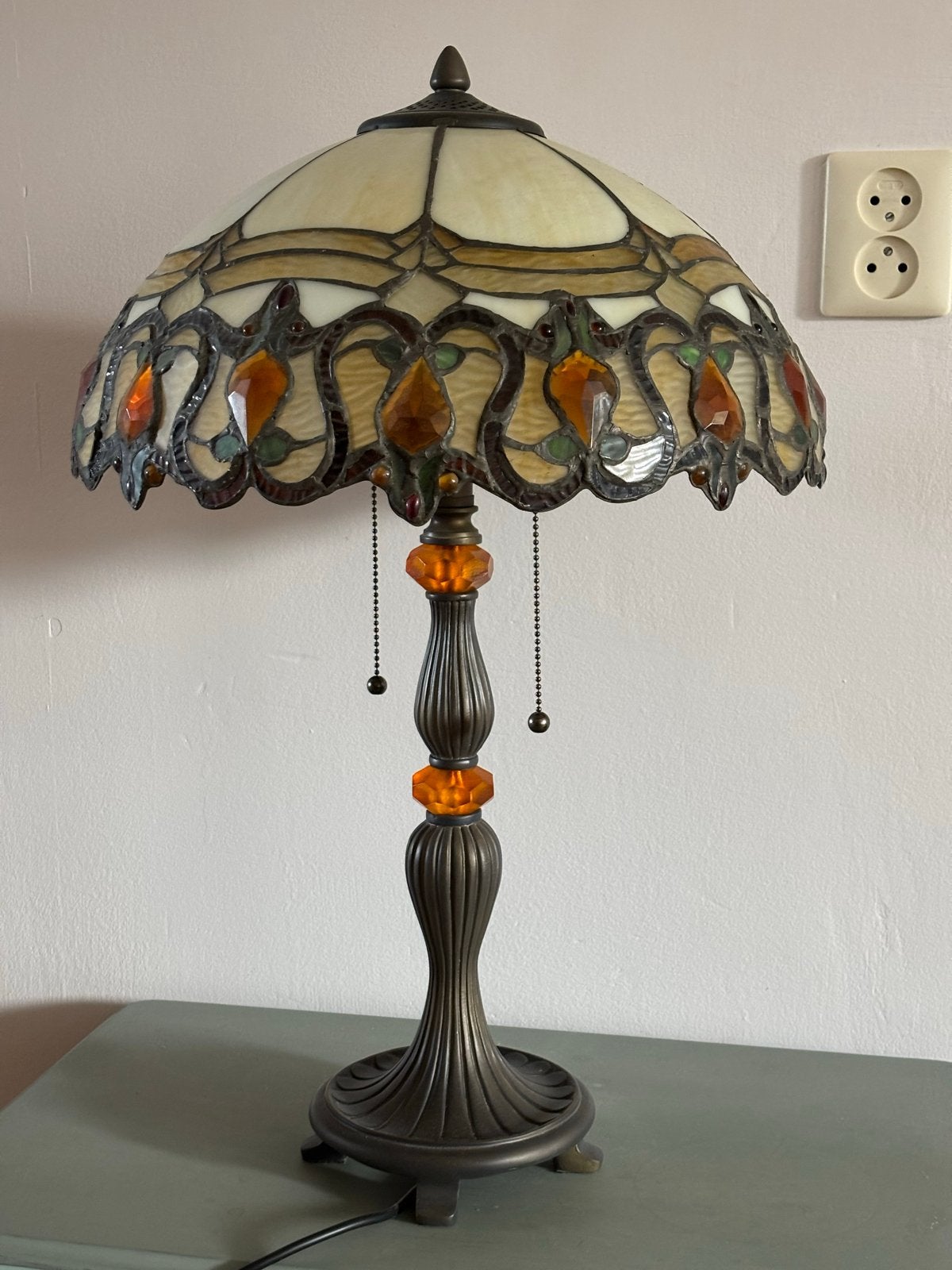 Tiffany Stijl Tafellamp - 60 cm Hoog, Ophalen of Verzenden, Zo goed als nieuw, Glas