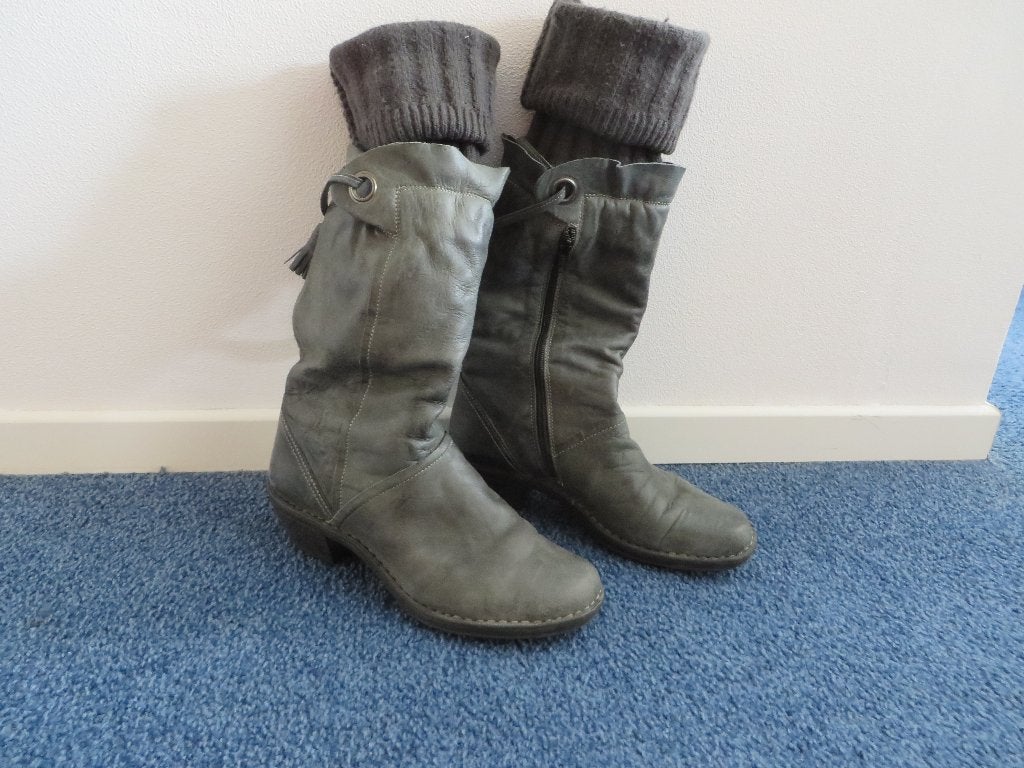 Grijze hoge laarzen, Hush Puppies, maat 40, Hoge laarzen, Ophalen of Verzenden, Zo goed als nieuw, Grijs