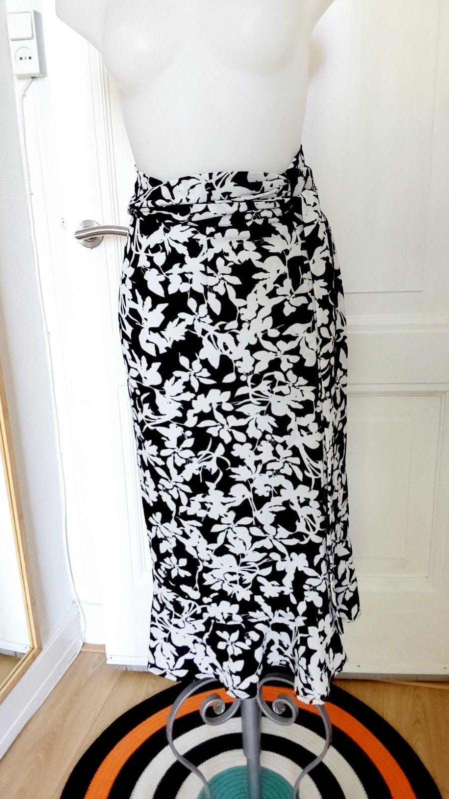 M&S Mode wikkelrok met bloemenprint, maat 40, Maat 38/40 (M), ., Zwart, Ophalen of Verzenden