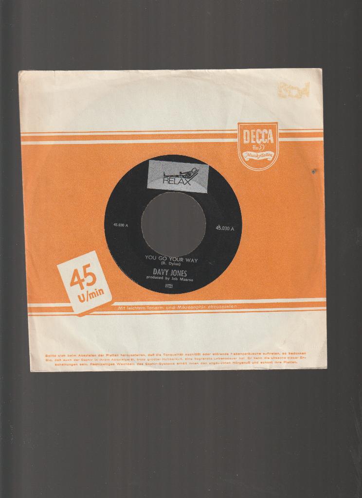 DAVY  JONES  --  YOU  GO  YOUR  WAY, Gebruikt, Verzenden, Originele persing, 7 inch