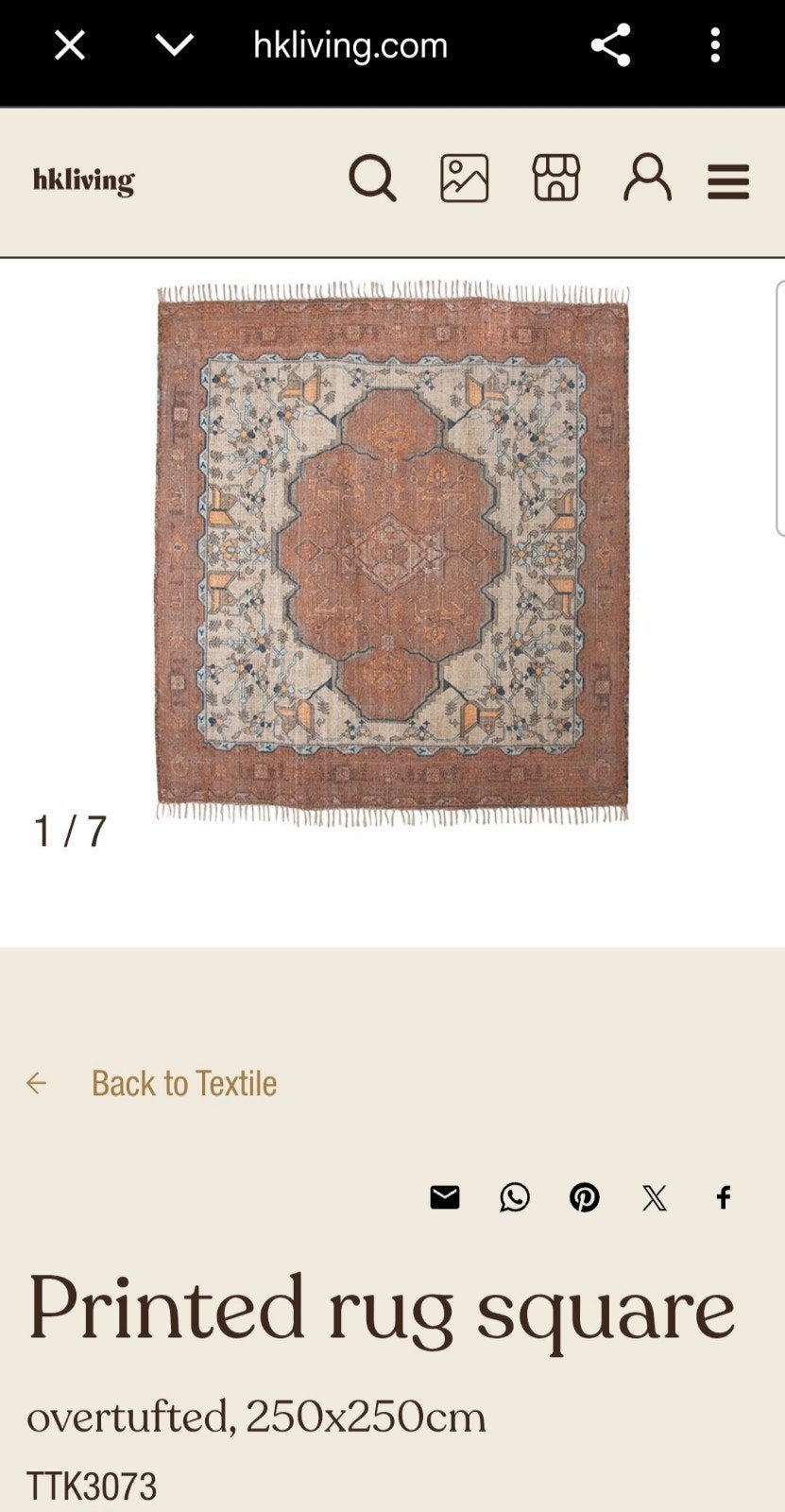 HKliving overtuft vloerkleed 250x250cm, Ophalen, Vierkant, 200 cm of meer, Zo goed als nieuw
