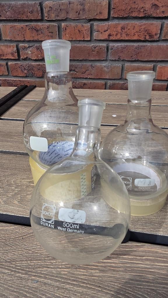 3 Vintage Schott DURAN Kolven 500ml(West-Germany) Decoratief, Antiek en Kunst, Ophalen