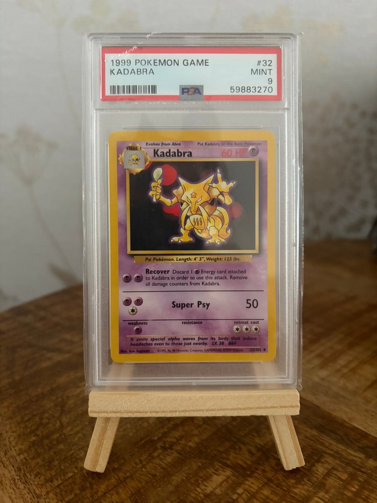 Pokemon TCG - Kadabra #32 PSA 9 (Base Set), Hobby en Vrije tijd, Verzamelkaartspellen | Pokémon, Ophalen of Verzenden, Nieuw, Losse kaart