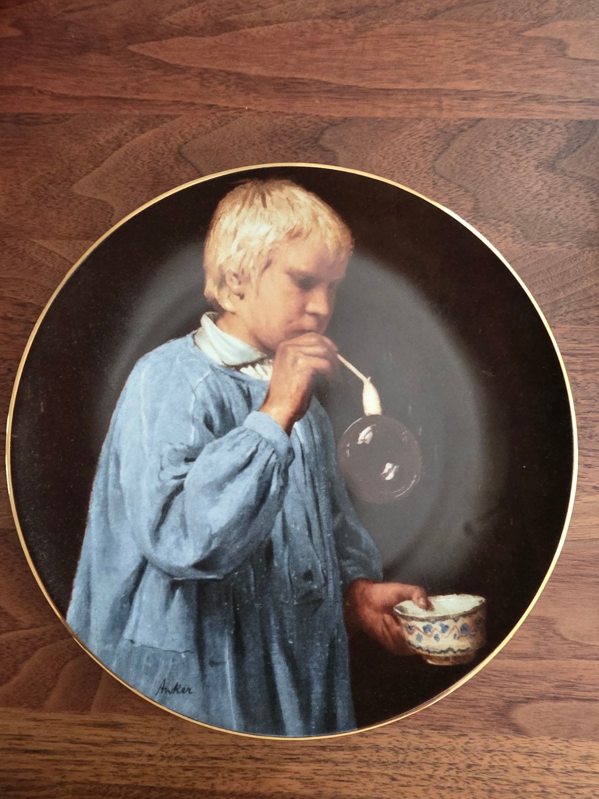 Bradex Albert Anker "De Zeepblazer" Wandbord 1991, Antiek en Kunst, Ophalen of Verzenden