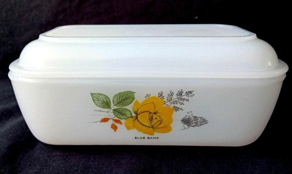 Vintage Arcopal Frankrijk botervloot van melkglas, Antiek en Kunst, Ophalen of Verzenden