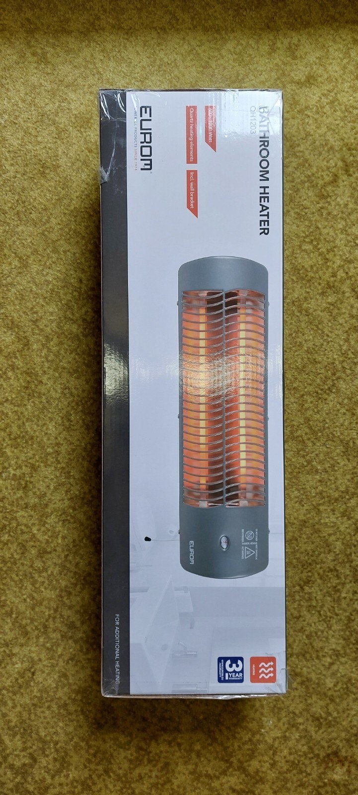 Eurom QH1203 Badkamer/terrasverwarming - 600/1200 Watt, Ophalen, 30 tot 80 cm, 60 tot 150 cm, 800 watt of meer