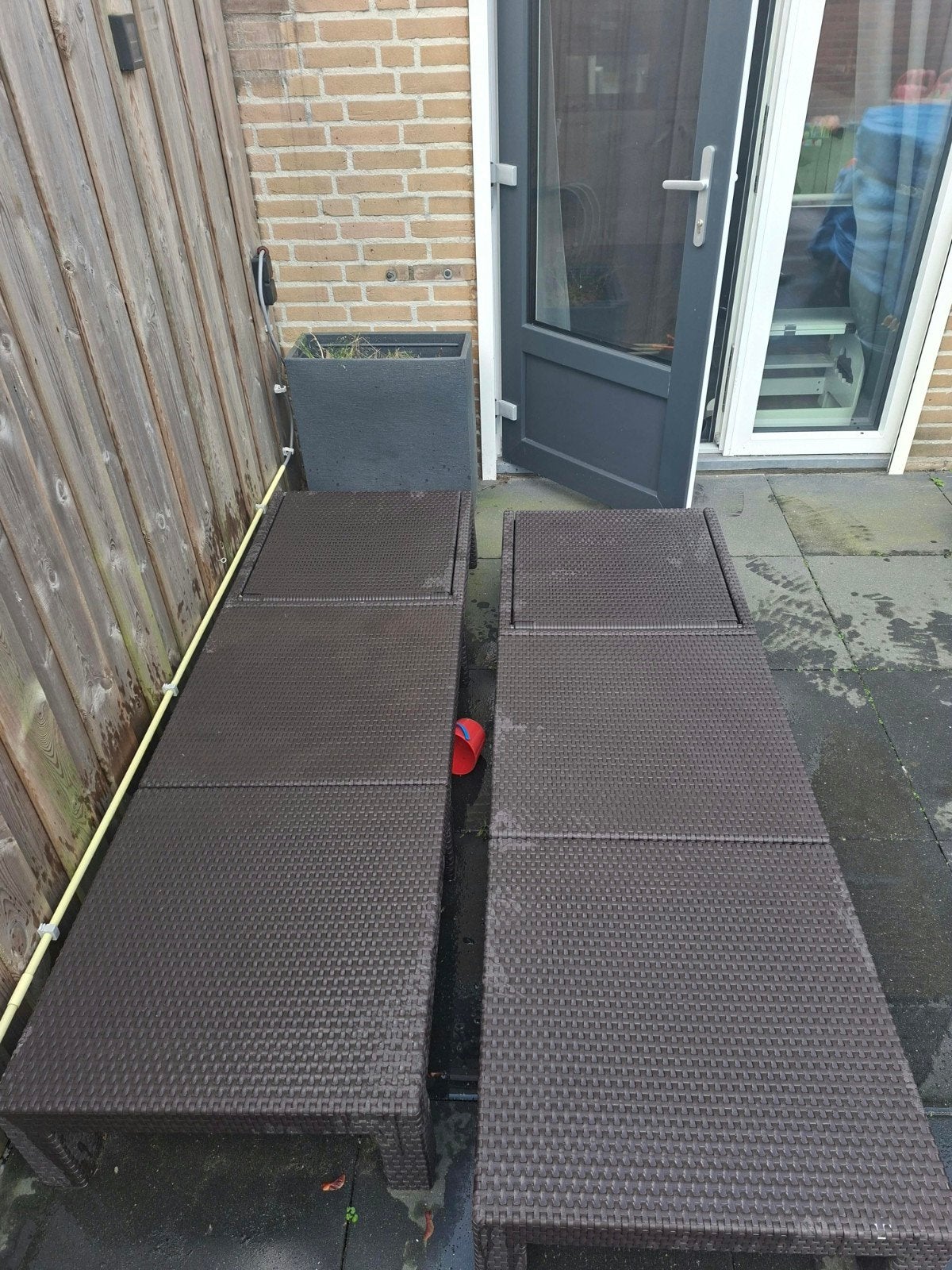 Twee ligbedden inclusief kussens, Tuin en Terras, Ophalen, Gebruikt, Wicker, Verstelbaar
