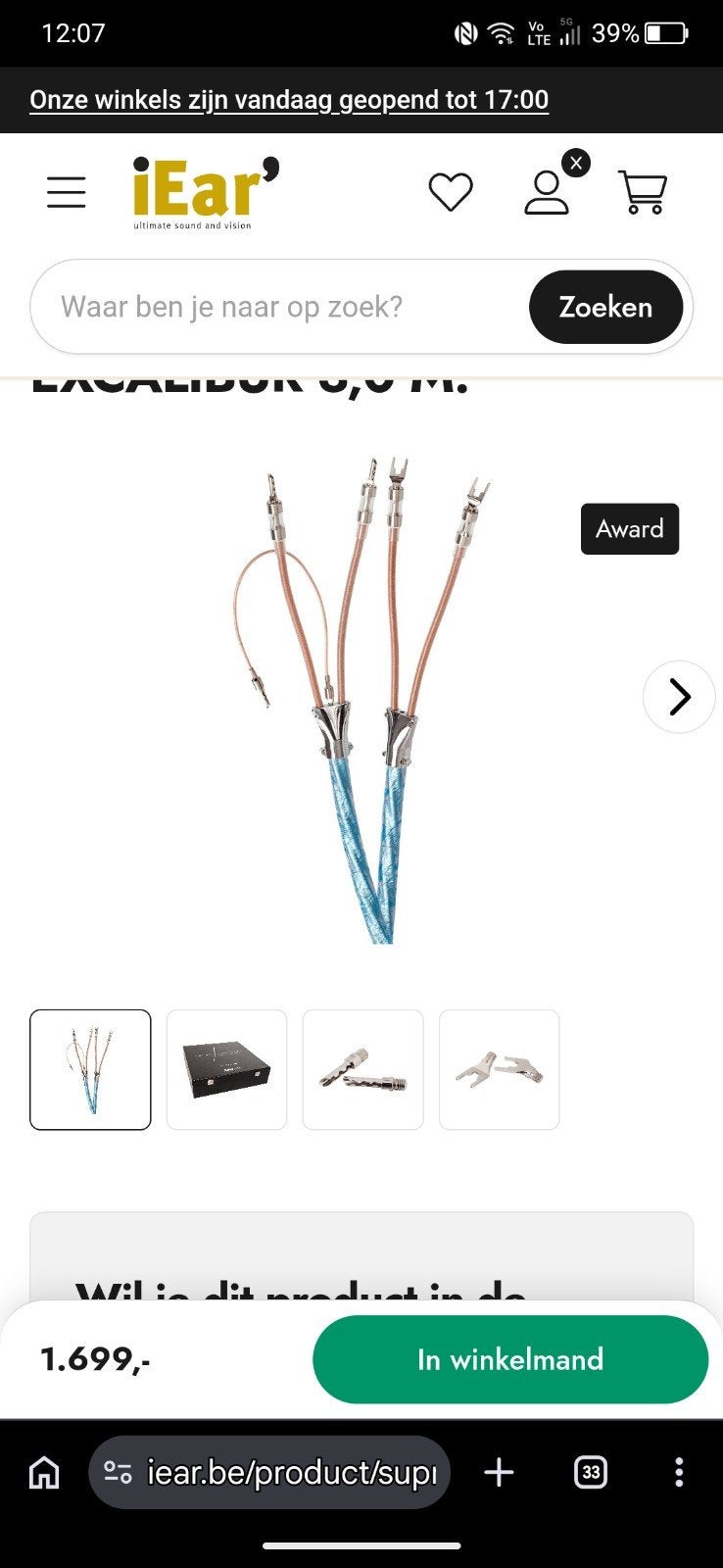 Supra Sword Excalibur Combicon luidsprekerkabel 2x3m, Ophalen, Zo goed als nieuw, 2 tot 5 meter, Luidsprekerkabel