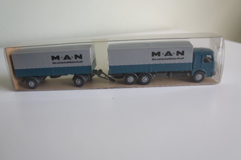 Wiking Man-Bussing huifvrachtwagen met aanhanger, Ophalen of Verzenden, Zo goed als nieuw, Bus of Vrachtwagen, Wiking