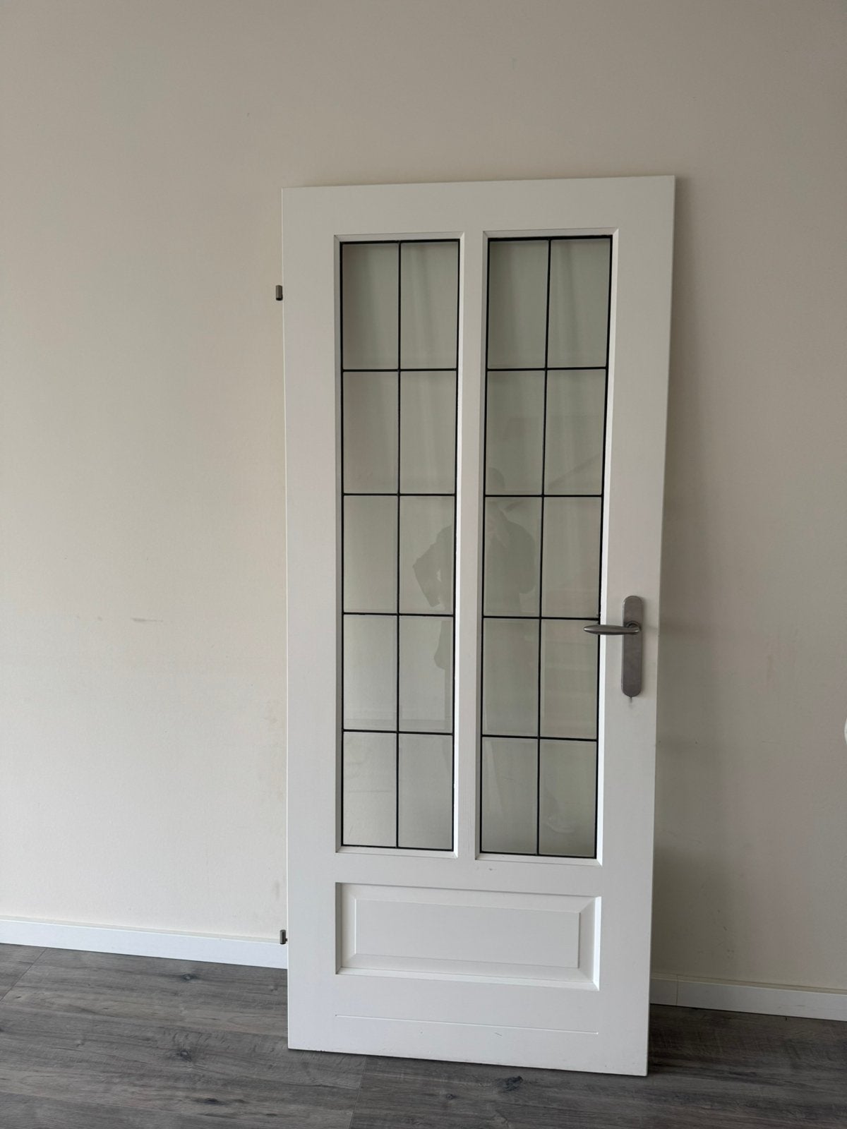 Mooie binnendeur met glas - wit, Ophalen, Binnendeur, 200 tot 215 cm, Glas