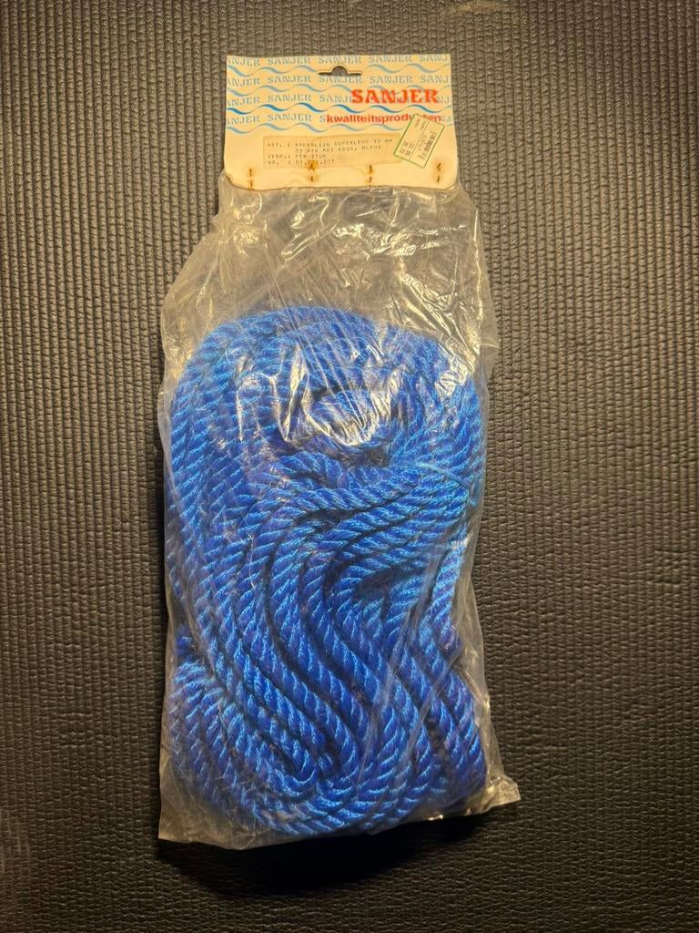 Nieuw Ankerlijn 20 meter , superlene 10mm met kous blauw, Ophalen of Verzenden, Nieuw