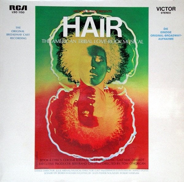 LP - HAIR - The Original Broadway Cast Recording - Germany, Beschermende buitenhoes, LP, Rock, Ophalen of Verzenden