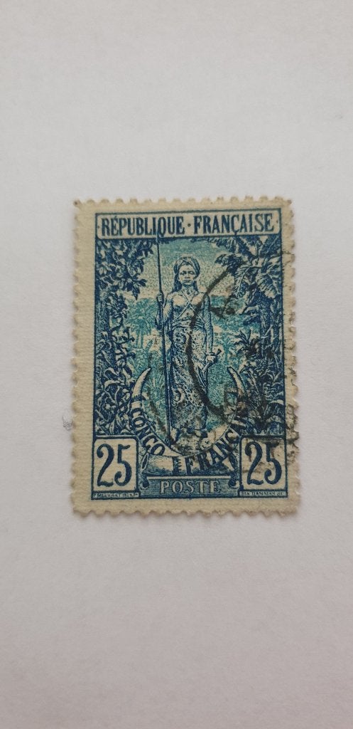 6976 frankrijk franse kolonie congo 1900 25f, Verzenden