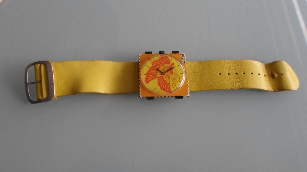 S.T.A.M.P.S.  leuke gele horloge met vlinder, Overige merken, Gebruikt, Polshorloge, Kunststof