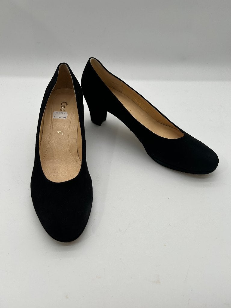Gabor, maat 41 luxe zwart suede schoenen op blokhak, Pumps, Verzenden, Zwart, Gabor