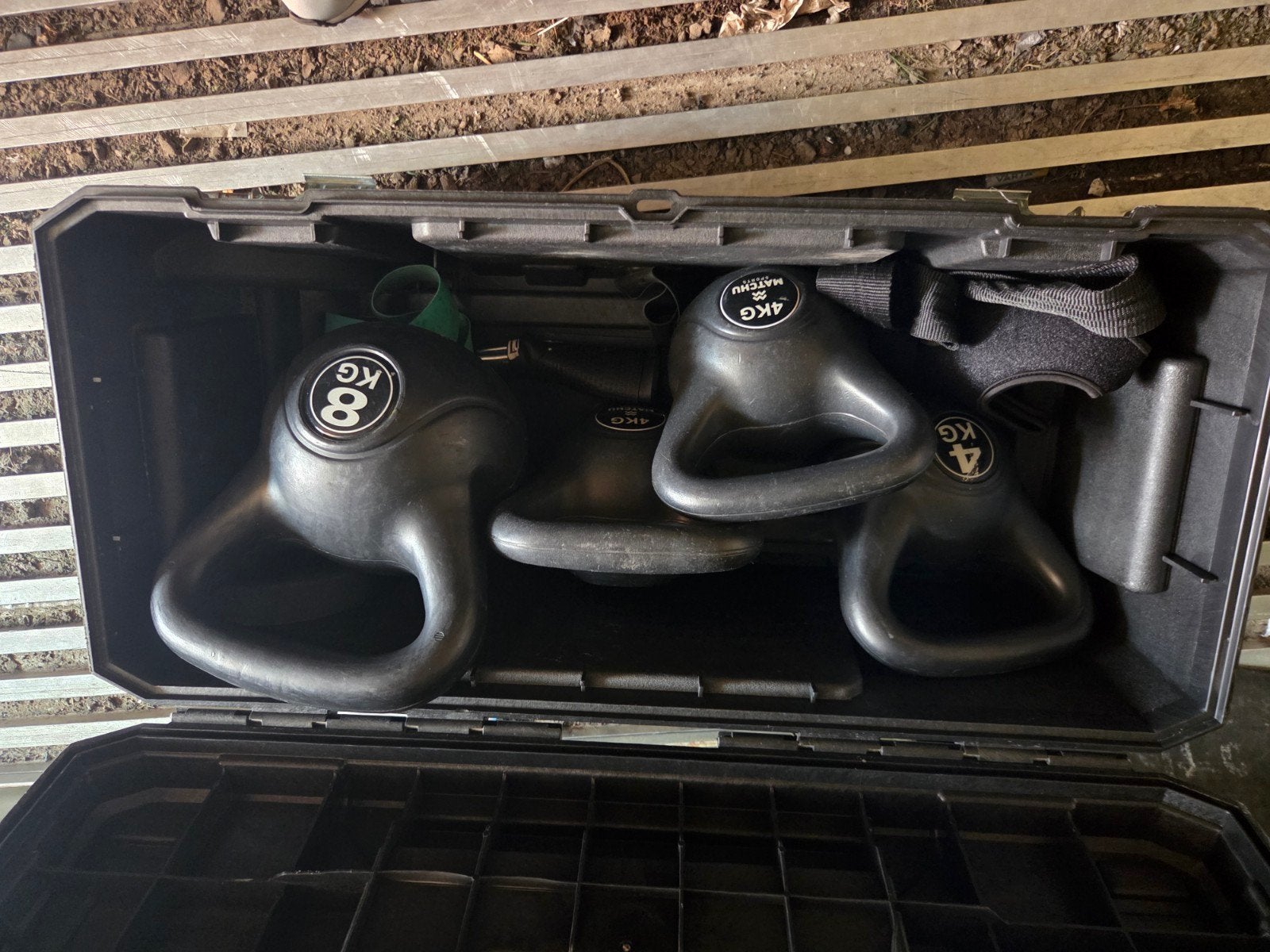 Kettlebell set 4kg en 8kg in Ironside koffer, Ophalen of Verzenden, Gebruikt, Benen, Kettlebell