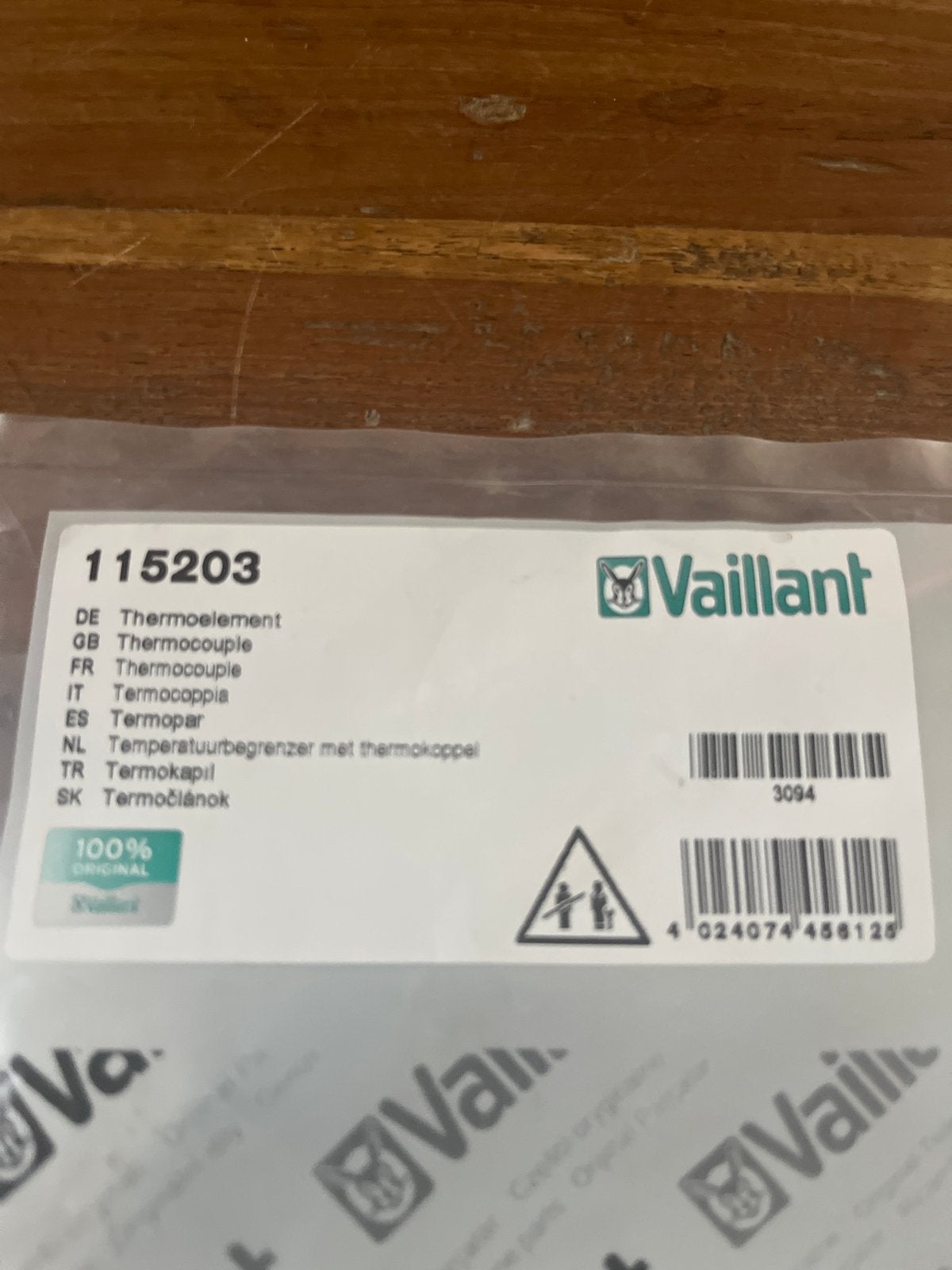 Vaillant Thermokoppel 115203 - Origineel Onderdeel, Ophalen of Verzenden, Nieuw, Overige typen