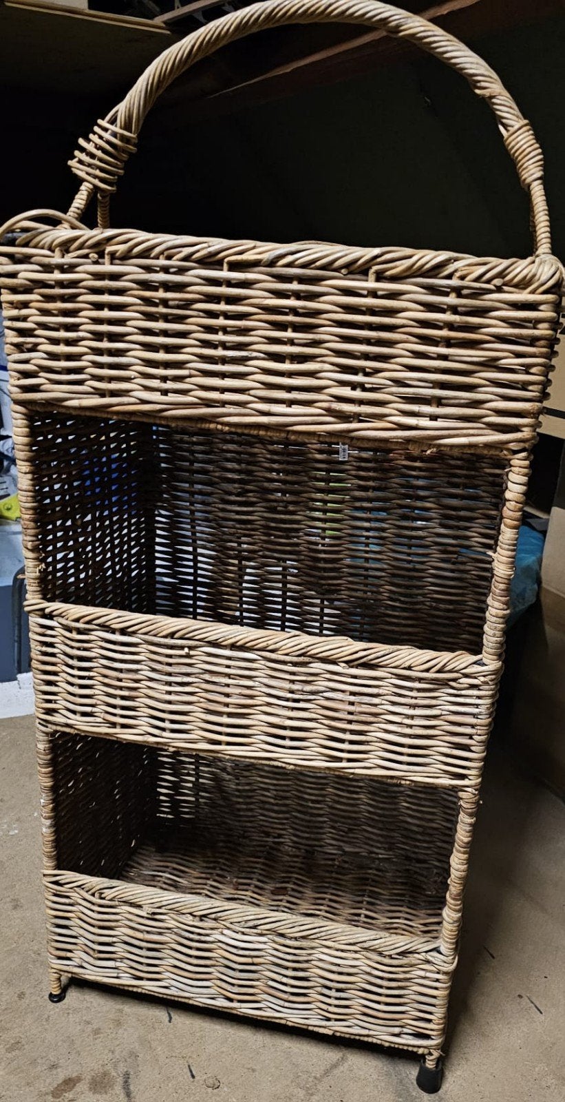 Rotan opbergrek met 3 manden en handvat, Ophalen, Gebruikt