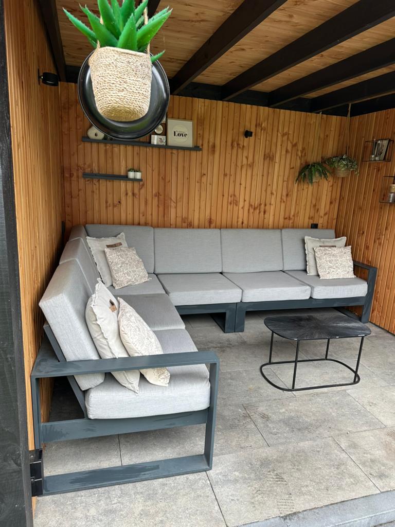 Loungeset aluminium antraciet, Tuin en Terras, Tuinsets en Loungesets, Ophalen, 6 zitplaatsen, Aluminium, Zo goed als nieuw