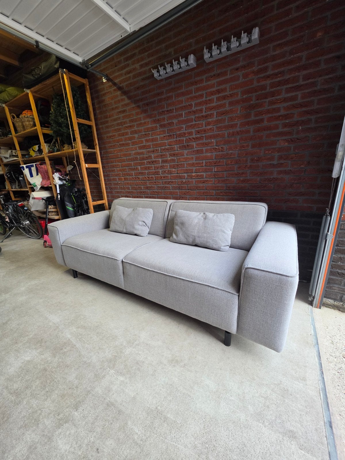 Mooie grijze stoffen bank - 230x93x60 cm, Ophalen, Gebruikt, Driepersoons, 75 tot 100 cm