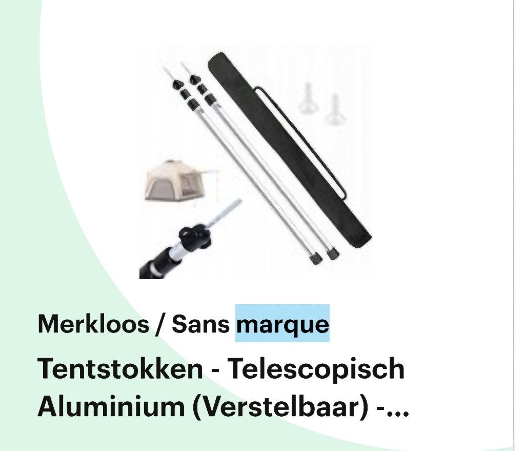 Tentstokken - Telescopisch Aluminium (Verstelbaar), Ophalen, Nieuw