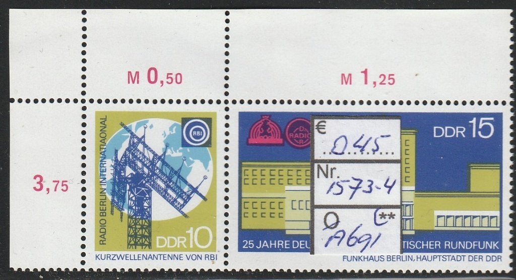 DDR Funkhaus Berlin Michel 1573-4 Nr.A691p, Postzegels en Munten, Verzenden, DDR, Postfris