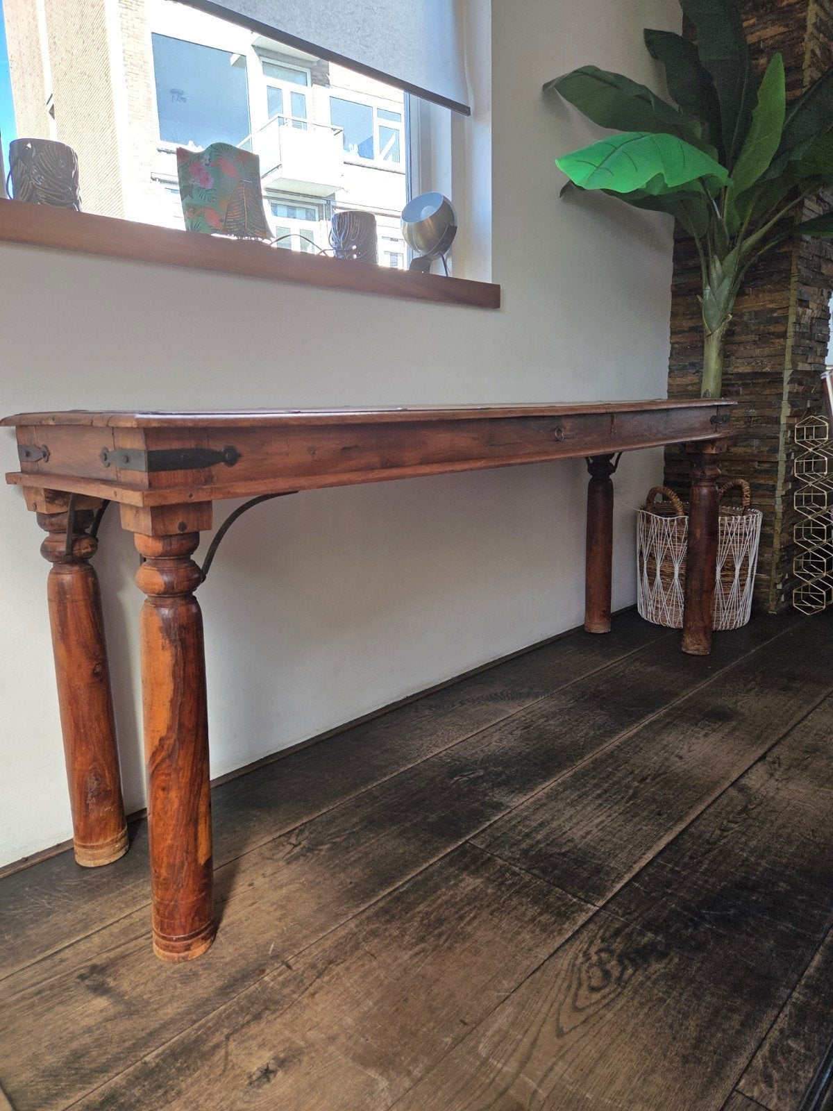 Robuust massief houten dressoir / sidetable – uniek, Antiek en Kunst, Ophalen