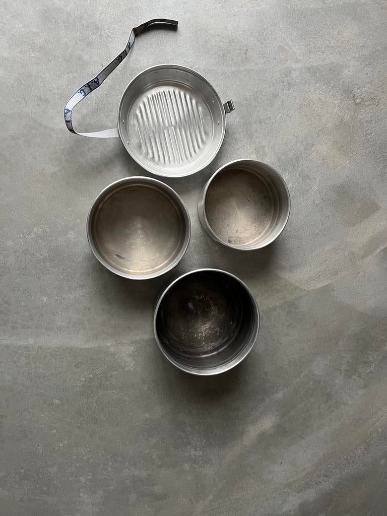 Aluminium pannenset 4 delig, Caravans en Kamperen, Ophalen of Verzenden, Gebruikt