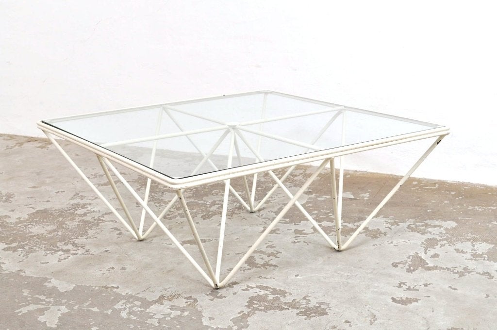 Vintage salontafel coffee table Italiaans postmodern 80s, Gebruikt, 50 tot 100 cm, Vierkant, 5 – 50