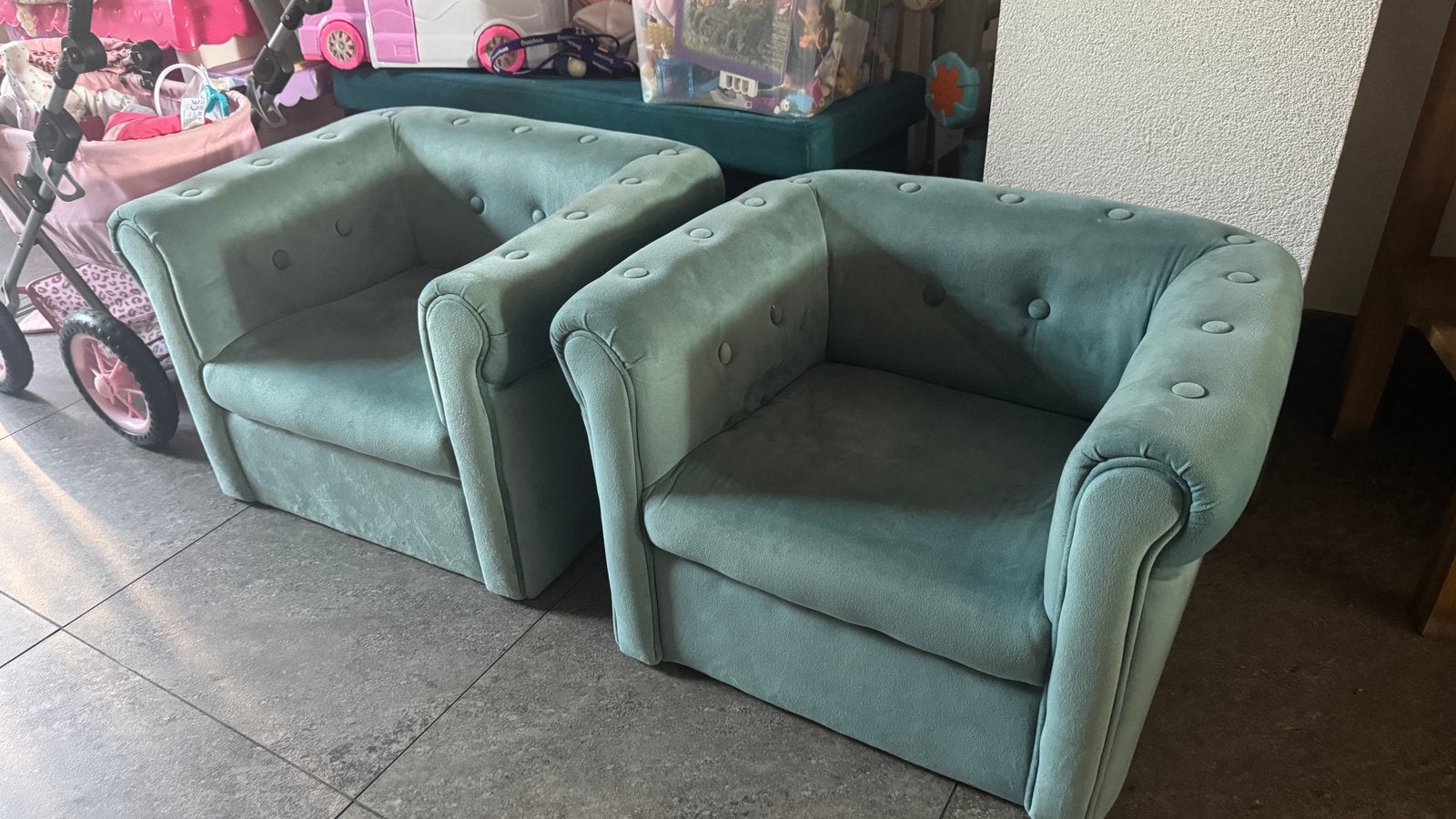 Kinder stoelen lichtblauw, Kinderen en Baby's, Kinderkamer | Tafels en Stoelen, Ophalen, Zo goed als nieuw, Stoel(en)