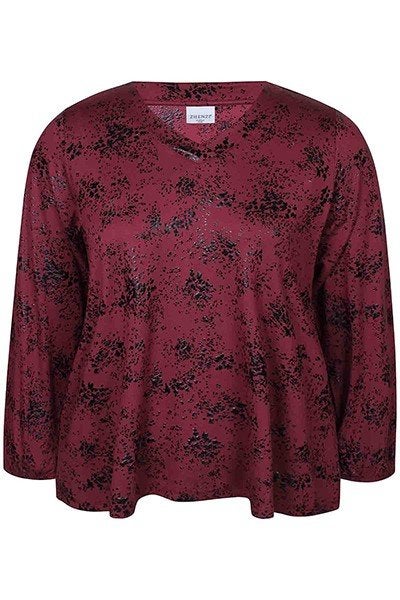 Wijnrood shirt Sylva van Zhenzi Maat 50/52 L, Z, Zhenzi, Z, Blouse of Tuniek