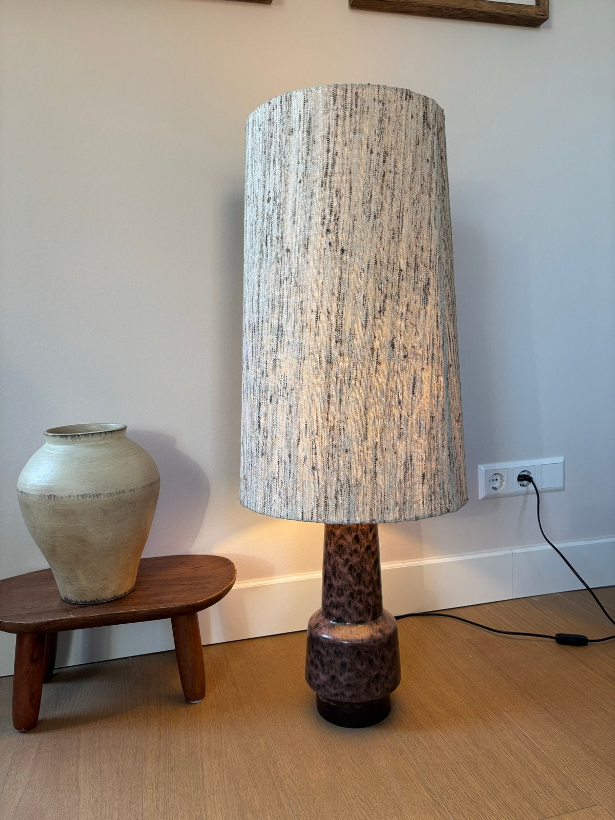 HKLiving retro vloerlamp met originele kap, Ophalen, Keramiek, E27 (groot), Zo goed als nieuw