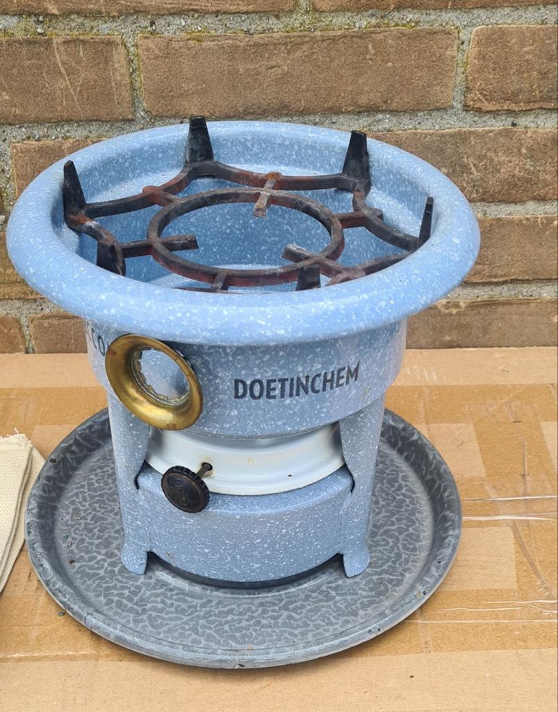 Vintage Doetinchem Petroleumstel - Blauw geëmailleerd, Antiek en Kunst, Antiek | Keukenbenodigdheden, Ophalen of Verzenden