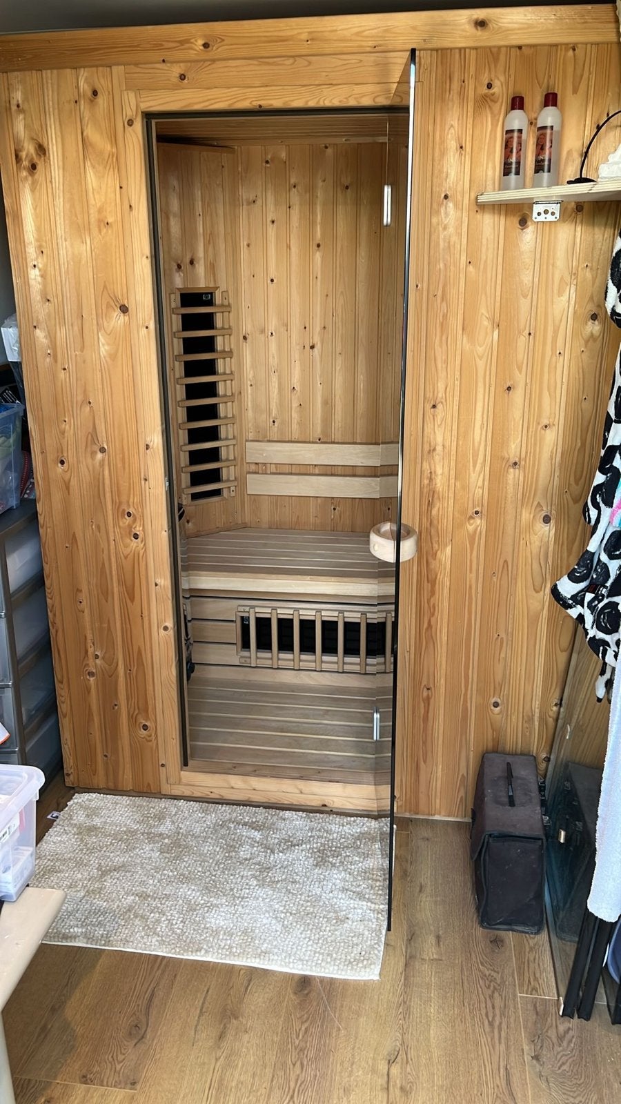 Tweepersoons Sauna: Infrarood & Fins / weinig gebruikt, Sport en Fitness, Sauna, Ophalen, Gebruikt, Fins of Traditioneel, Complete sauna