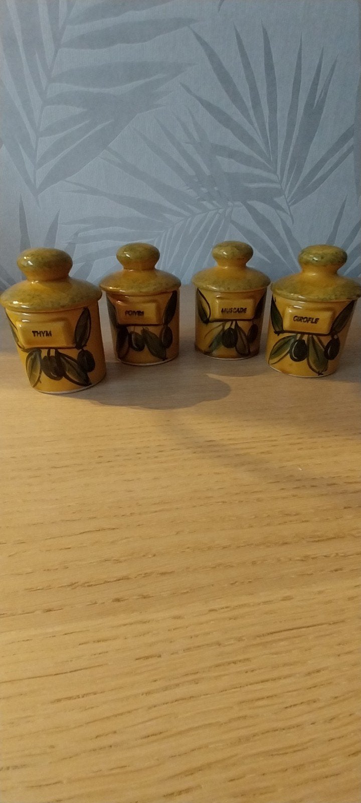 Set van 4 vintage kruidenpotjes - R.P.R. Vallauris Frankrijk, Antiek en Kunst, Antiek | Keramiek en Aardewerk, Ophalen of Verzenden