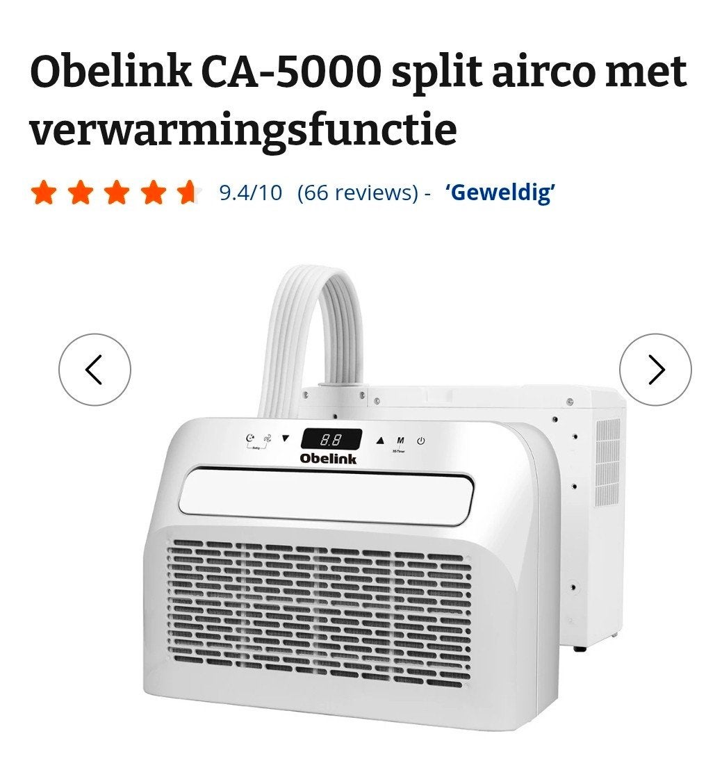 Obelink CA-5000 split airco met verwarmingsfunctie, Ophalen, Zo goed als nieuw