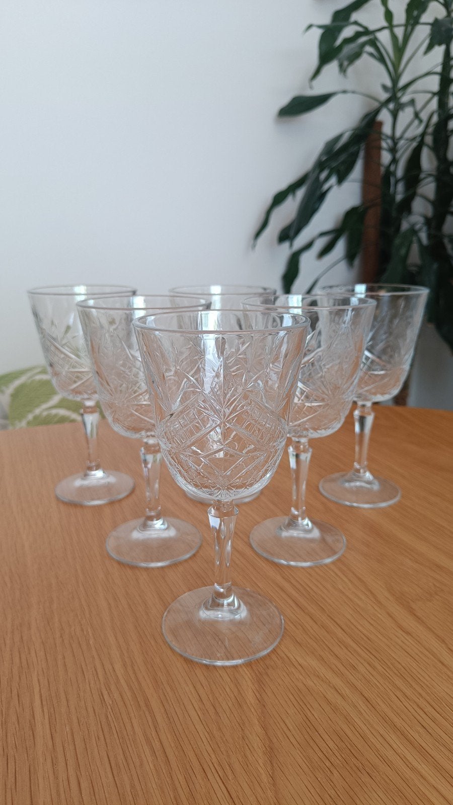 Set van 6 wijnglazen, Ophalen, Glas of Glazen, Vintage, Glas