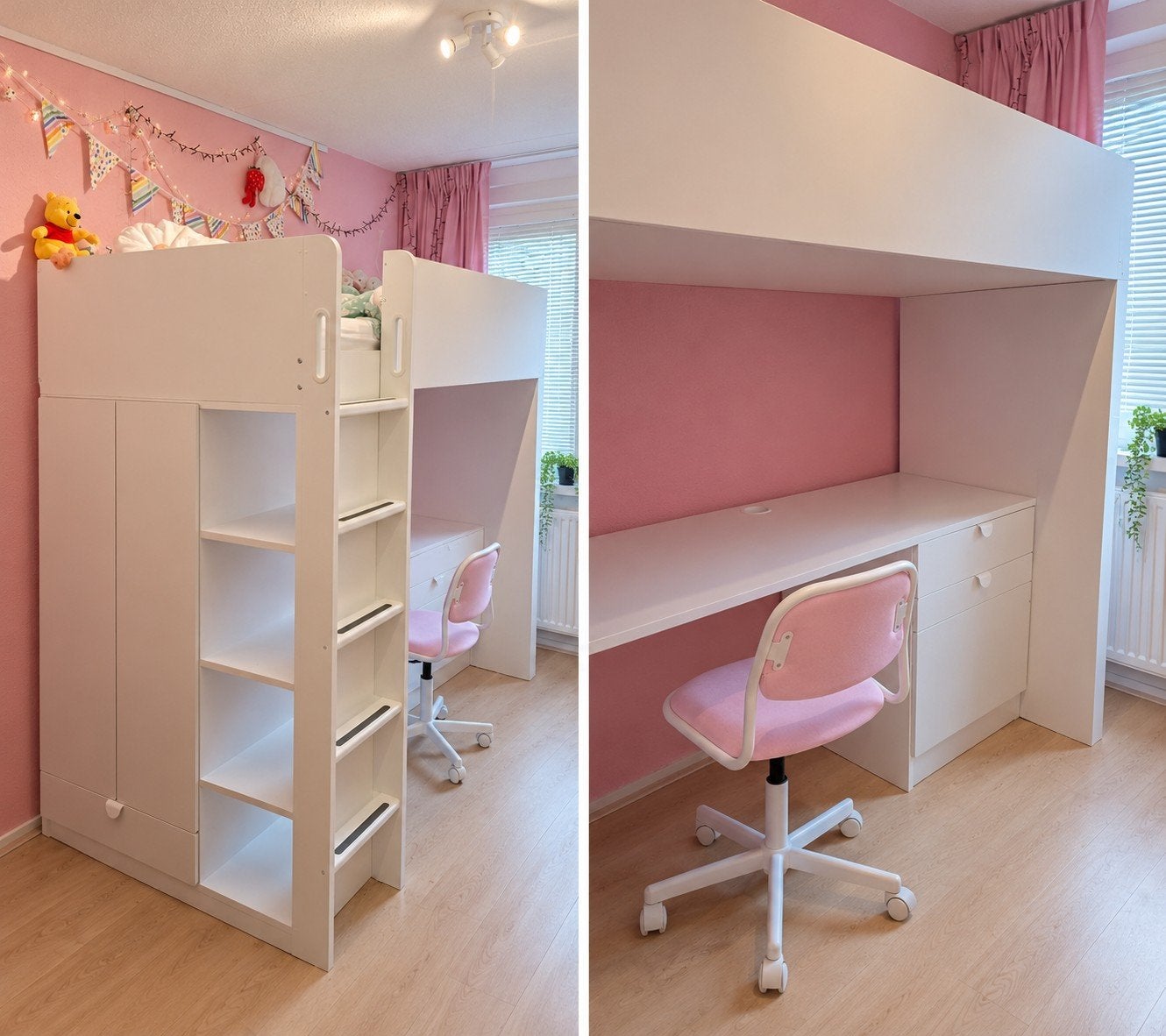 Hoogslaper Småstad met bureau, kast en planken, Ophalen, Eenpersoons, Zo goed als nieuw, 200 cm