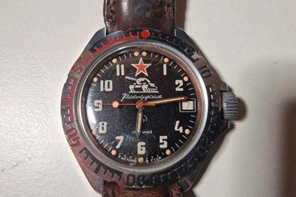 Originele vintage Boctok Vostok russisch tankhorloge, Overige merken, Staal, Polshorloge, Ophalen of Verzenden