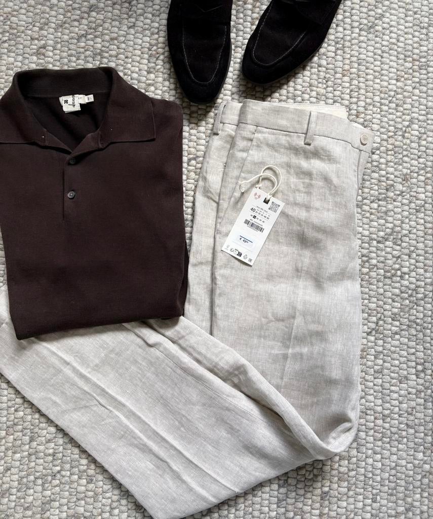 Linnen chino van Zara mt 40 Nieuw!, Ophalen of Verzenden, Zo goed als nieuw, Beige