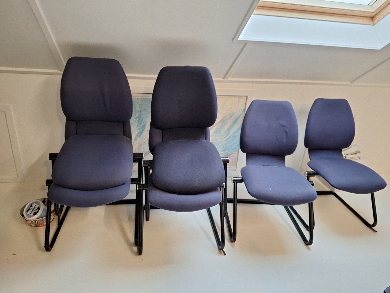 stoelen 6x blauwpaars gratis, Huis en Inrichting, Ophalen, Gebruikt, Vijf, Zes of meer stoelen